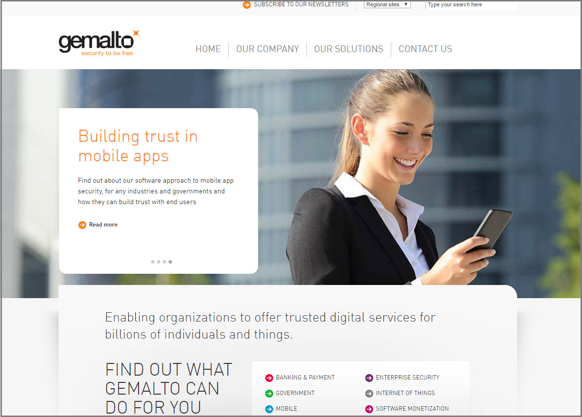 Gemalto Home Page After Usability Improvements
