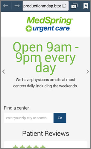 MedSpring Original Mobile Homepage